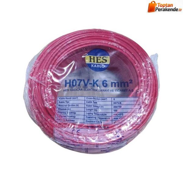 Hes Nyaf Kablo 6 mm² Kırmızı ( H07v-K )